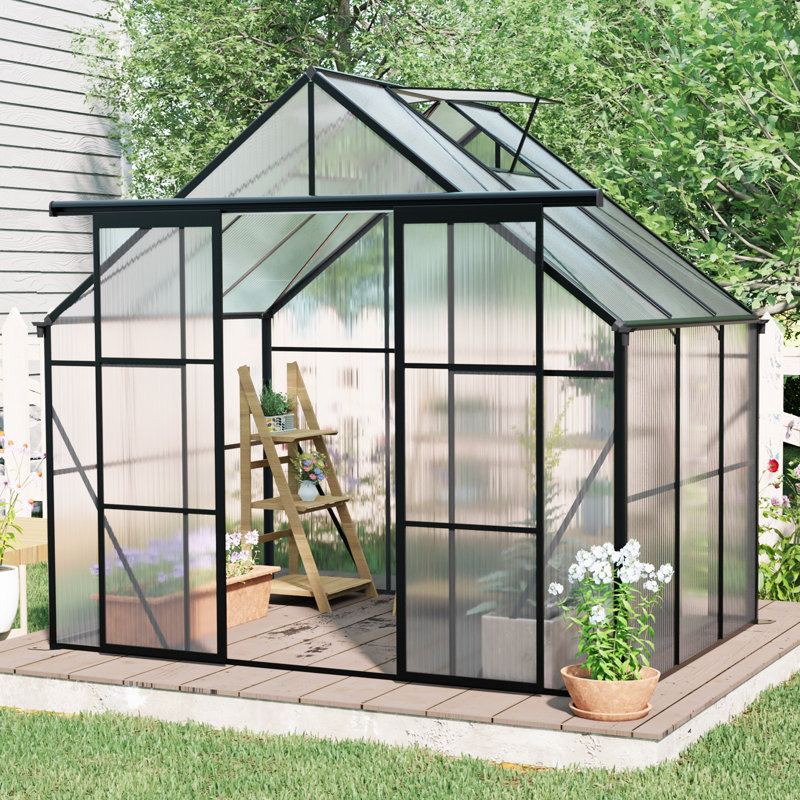 HOA.WWC 8x6 Polycarbonate Greenhouse With Double Door For Outdoor HOA.WWC 8x6 Polycarbonate Greenhouse With Double Door For Outdoor